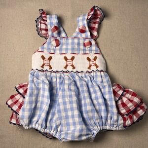 Smocked Flamingo Smocked Baseball Blue Gingham Ruffle Bubble Red Plaid Newborn